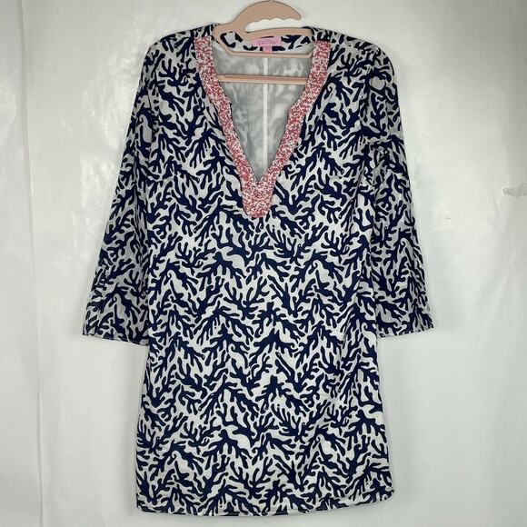 Lilly Pulitzer Courtney Navy Blue Treasure Tunic Dress Size XS - Picture 2 of 10